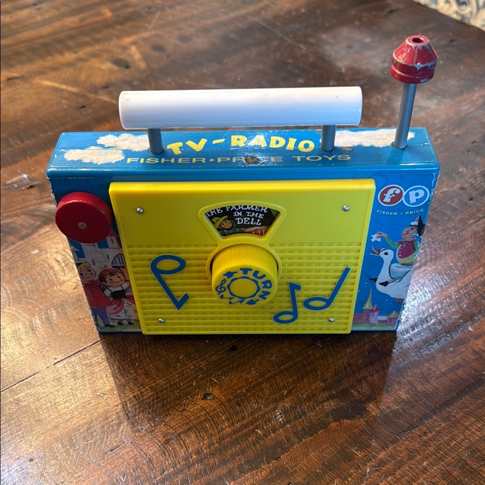 Vintage Fisher-Price Blue and Yellow Portable Radio